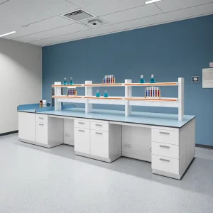 Stainless Steel Work Table Epoxy Resin Top All Steel Chemical Workbench for Hospitals Schools Pharmaceutical Factory