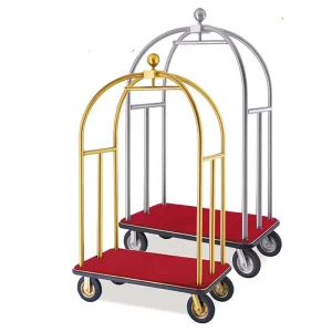 Stainless Steel in Rose Gold Finish Airport Trolley Heavy Duty Wheels Carts Hotel Luggage Carts