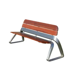 Stainless Steel with Wooden Garden Bench Chair Outdoor Popular Bench Seating Patio with Backrest