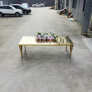 Stainless steel rectangular dining table in high end restaurants suitable for families hotels and wedding events