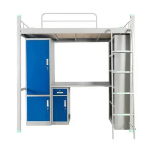 Stapelbed Factory Metal Bed Dormitory Beds Storage Modern Bunk Bed with Wardrobe and Desk Cama De Tres Pisos