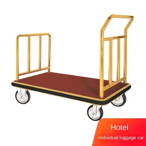 Star Hotel Lobby Stainless Steel Four wheel Platform Industrial Quiet Flat Trolley 1.5KW Motor Powder Coated Easy Moving