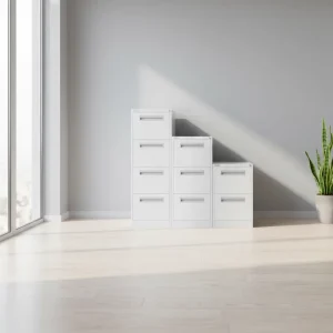 Steel 4 Drawer Filing Cabinet Modern Design Lockable Large Capacity Eco Friendly Commercial Office Furniture White