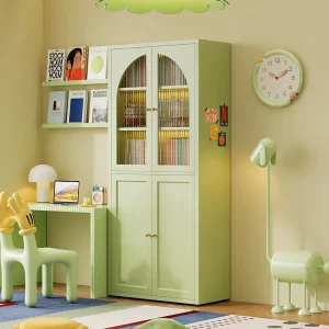 Steel Bookshelf Children’s Bookcase Metal Unit with Doors Suitable for Family Apartments Living Room