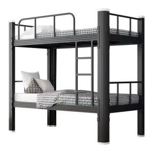 Steel Bunk Bed Black Steel Frame Double Bed Sturdy Anti Slip for Apartment Bedroom Upper and Lower Bed Factory Direct