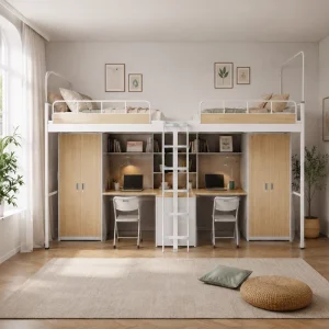 Steel Bunk Bed Employee Metal Sets Bed Loft Bed With Desk