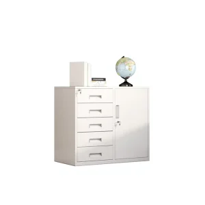 Steel Color Low Short Office Filing Cabinet Drawers Lock Modern Simplicity Design Fireproof Mobile Commercial Use Balcony