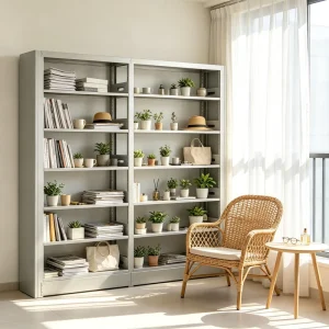 Steel Combination Bookshelf Freestanding Multi-Tier Storage Shelving Unit for Home Office Living Room & Hotel Use