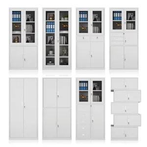 Steel Commercial Minimalist Office Filing Cabinet With Fireproof Glass Door Lock Drawer Data Storage For Financial Certificates