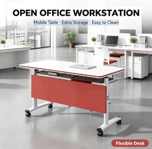 Steel Contemporary Folding Training Table with Flip Top Extendable Design for Office School Home & Hospital Use