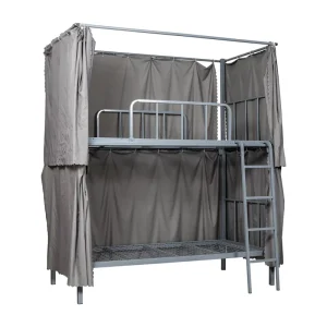 Steel Double decker Dormitory Worker Bed Metal Bed Frame Construction Site Students Bunk Bed for Adult and Children with Curtain