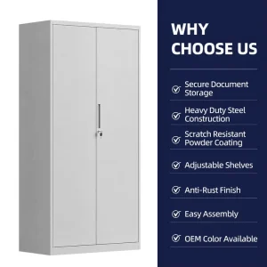 Steel File Cabinet Manufacturer China Metal Double 2 Storage Cabinet 4 Adjustable Shelves Flat Pack OEM Supplier