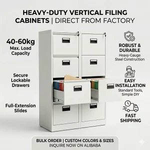 Steel Filing Cabinet 4 Drawer Vertical Office Storage Metal File