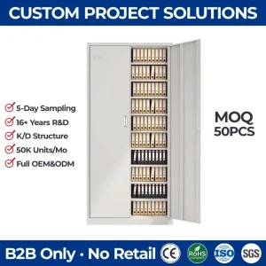 Steel Filing Cabinet 9 Adjustable Shelves Lockable Metal Office Storage Cabinet for A4 Documents