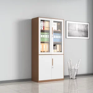 Steel Filing Cabinet Glass Door Metal Storage Cabinet Durable Display Cabinet with Lock Office Furniture with Adjustable Shelves
