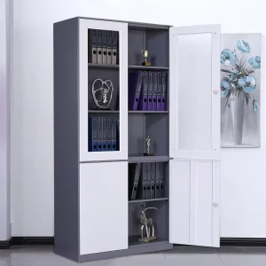 Steel Filing Cabinet Swing Door Metal File Cabinet Office Steel Cabinet Iron File Cabinet with 3 Adjustable Shelves