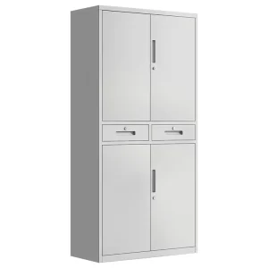 Steel Filing Cabinet with 2 Drawers Adjustable Height for Home Office School Workshop