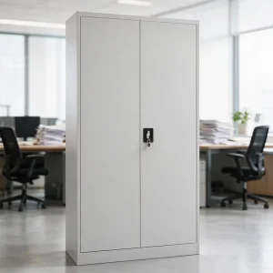 Steel Filing Cabinet with Lock 2 Door Heavy Duty Grey Metal Office File Storage Cupboard for Commercial Documents