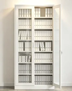 Steel Filing Cabinet with Lock Transparent Door Voucher Cabinet Storage Cabinet in the Archives and Finance Department