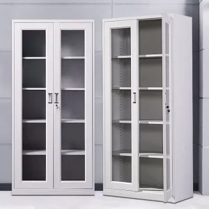 Steel Filing Cabinets with Swinging Glass Doors Manufacturer Office Furniture Storage Cabinets and Cupboards for Commercial Use