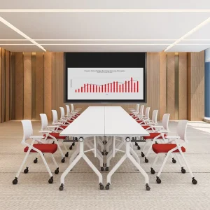 Steel Frame Legs Folding Training Conference Table Exporter Wooden Training Table Furniture Desk Factory Direct Price