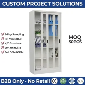 Steel Glass Door Filing Cabinet with Lock 5 Tier Office Storage Cabinet