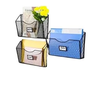 Steel Hanging Wall File Holder Chicken Wire Hanging Filing Organizer Wall Mounted Document Magazine Rack