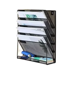 Steel Hanging Wall File Holder Chicken Wire Hanging Filing Organizer Wall Mounted Document Magazine Rack