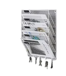 Steel Hanging Wall File Holder Chicken Wire Hanging Filing Organizer Wall Mounted Document Magazine Rack