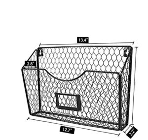 Steel Hanging Wall File Holder Chicken Wire Hanging Filing Organizer Wall Mounted Document Magazine Rack