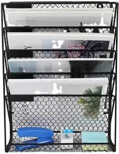 Steel Hanging Wall File Holder Mail Organizer for Wire Wall Mounted Literature Rack
