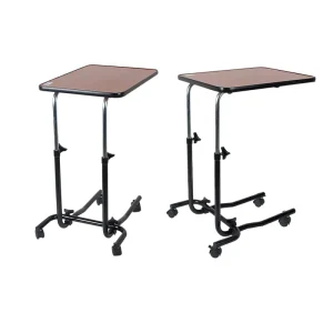 Steel Height Adjustable Movable Dining Table with Wheels Medical Over Bed Hospital Bedside Table Simple Modern