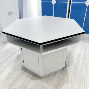 Steel Hexagon Modern School Hospital Laboratory Table Phenolic Countertop Storage Function Chemical Physical Experiments Clinic