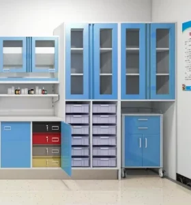 Steel Hospital Laboratory Medicine Cabinet Medical Sterile Furniture Contemporary Design Epoxy Surface HPL