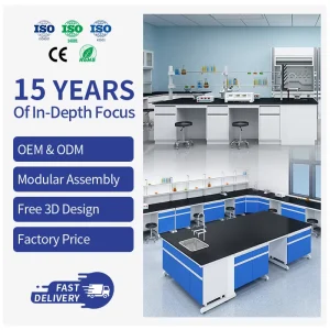 Steel Laboratory Bench PUR Lab Custom Modular Style for Medical Hospital Research Lab Equipment
