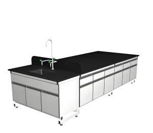 Steel Laboratory Furniture Central Table Lab Island Table Wall Bench Epoxy Surface for Chemical Physical Biotechnology