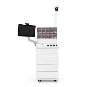 Steel Medical Dispensing Cart Sheet Metal Fabrication Laser Cutting CNC Bending Automated Hospital Trolley