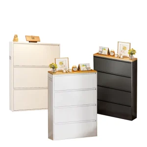 Steel Metal Shoe Storage Cabinet Shoe Cabinet Flip Door Shoe Organizer for Entryway Hallway Apartment Home