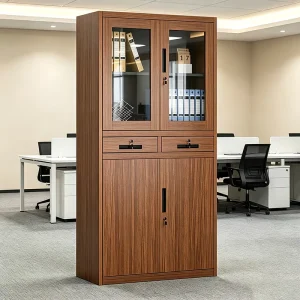 Steel Modern Eco Friendly Filing Cabinet with Glass Doors Easy Assembly Cam Lock Commercial Office Storage for Home School