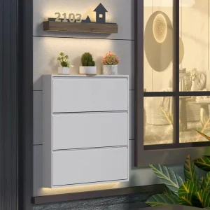 Steel Modern Eco-Friendly Silent 3-Drawer Shoe Cabinet with Wall Mount Pet & Kid Safe Storage