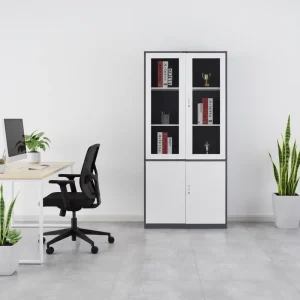 Steel Office File Cabinet Glass Doors Modern Design Lockable Storage for Home Office School Hotel Workshop Use Durable Large