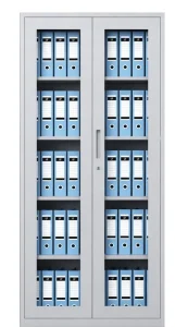 Steel Office Filing Cabinet with 2 Glass Doors Adjustable Shelves Lockable Metal Storage Cabinet