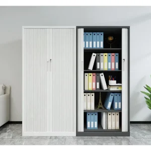 Steel Office Filing Cabinet with 2 Swing Doors and 4 Adjustable Layers Lockable Durable for Office Kitchen Use