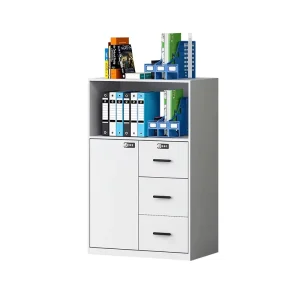 Steel Office Low Cabinet with 3 Right Drawers and Left Single Door Digital Code Lock Metal Filing and Printer Storage Cabinet