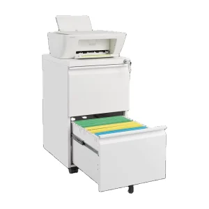 Steel Office White Metal File Storage Mobile Pedestal Filing Cabinet High Quality 2 Drawer Key Lock Office Furniture Modern