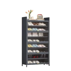 Steel Shoe Storage Cabinet with Acrylic Door Metal Shoe Rack with Adjustable Shelf Modern Shoe Rack Organizer for Home Entrance