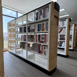 Steel Wood Combination Bookcase Library Furniture for Reading Zones and Study Rooms