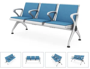 Stock Modern Metal PU Airport Waiting Chair Thickened Public Seat Outdoor Adjustable Tapered Leg Mall Gym Hotels Hospitals