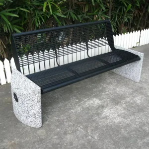Street Furniture Cement Stone Legs and Metal Seat Pan Garden Bench Concrete Steel Outdoor Park Seating Bench