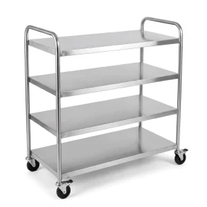 Strong Load bearing 304 201 Stainless Steel Mobile Food Dining Cart Stainless Steel Trolley for Catering Kitchen